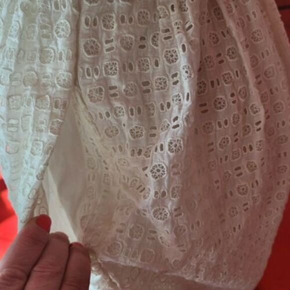 HD IN PARIS Anthropologie White Eyelet Ivory Strapless Tube Dress POCKETS Sz 2P - Picture 7 of 11
